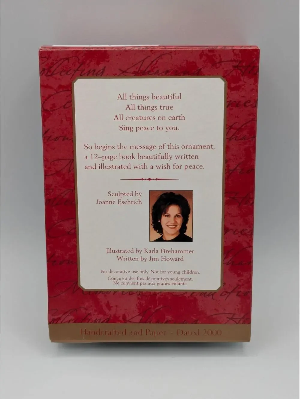 Hallmark Keepsake All Things Beautiful 2000 Mini Book Vintage Christmas Ornament